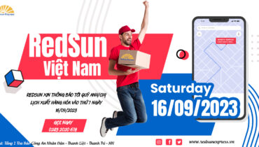 RedSun xin thông báo lịch xuất hàng vào thứ 7 ngày 16/09/2023